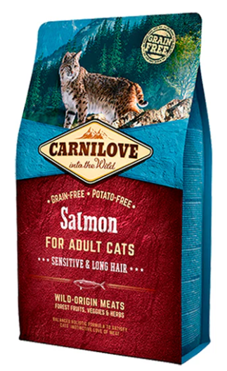 Carnilove Adult Salmon Sensitive and Long Hair Dry Cat Food 2kg